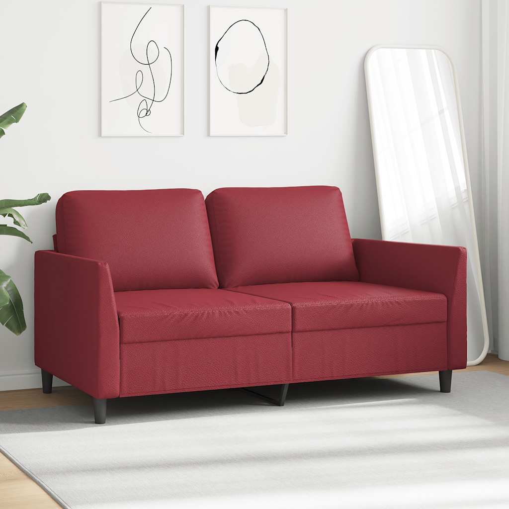 2-Sitzer-Sofa Weinrot 140 cm Kunstleder