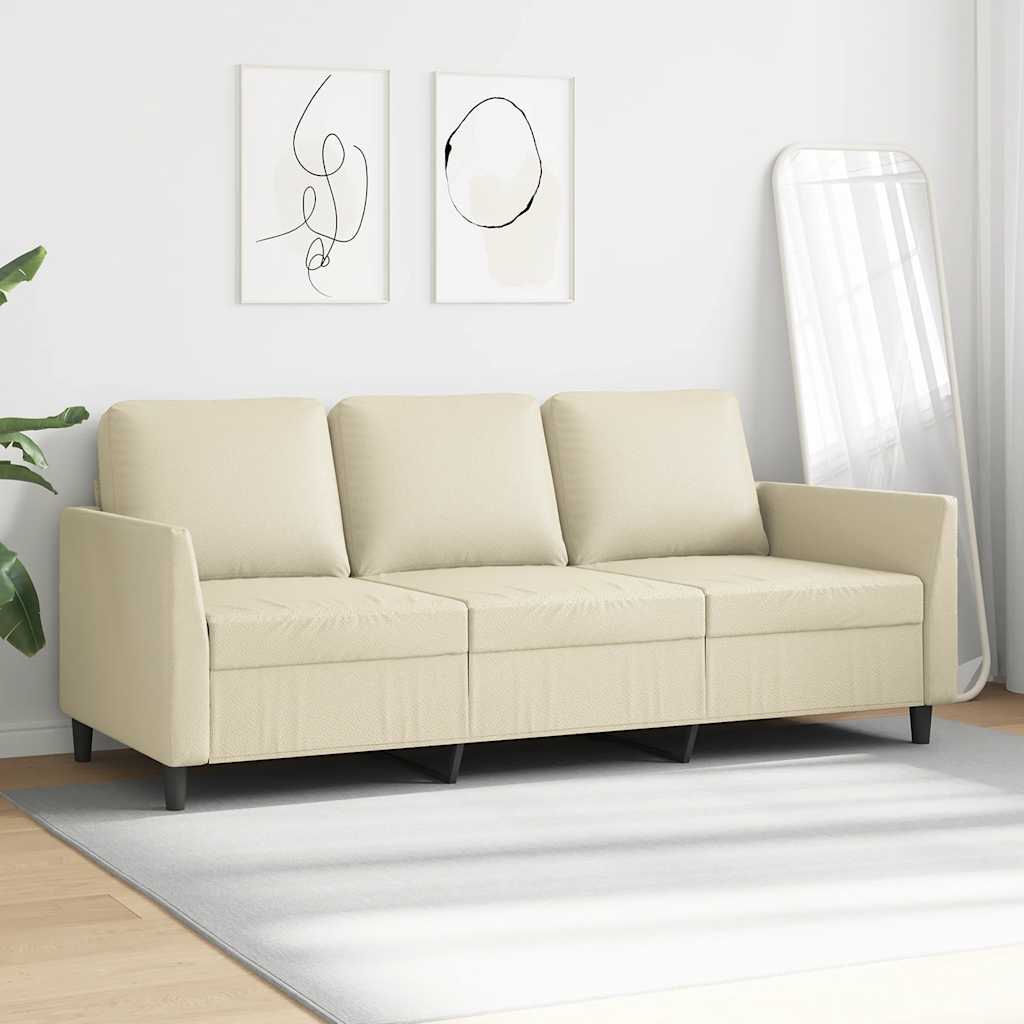 3-Sitzer-Sofa Creme 180 cm Kunstleder