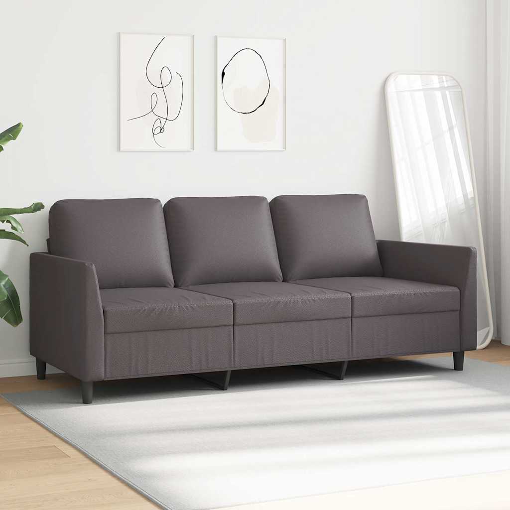 3-Sitzer-Sofa Grau 180 cm Kunstleder