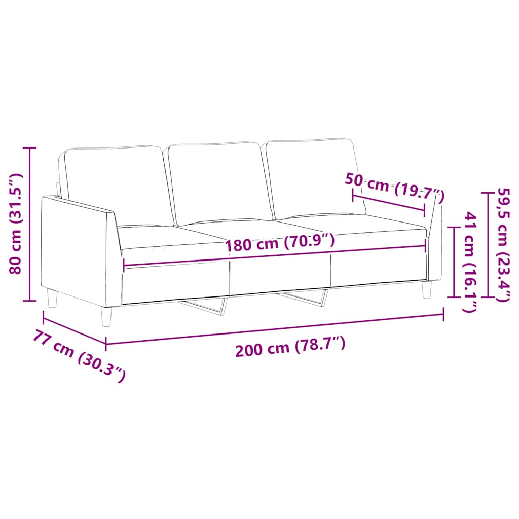 3-Sitzer-Sofa Cappuccino-Braun 180 cm Kunstleder