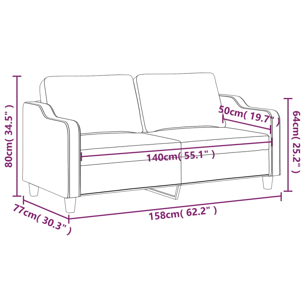 2-Sitzer-Sofa Weinrot 140 cm Stoff