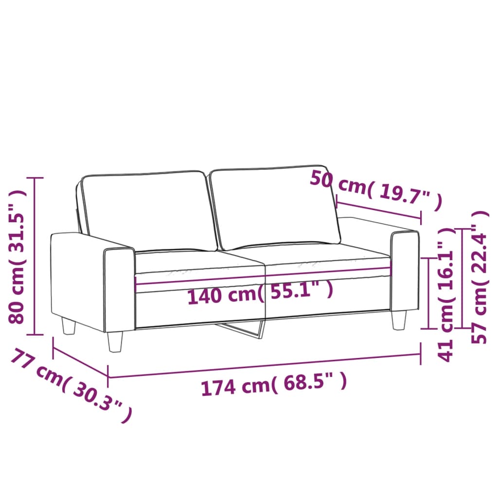 2-Sitzer-Sofa Schwarz 140 cm Stoff