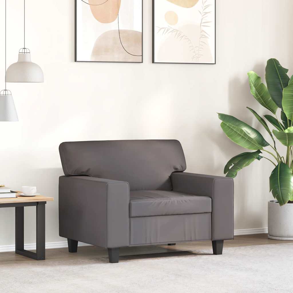 Sessel Grau 60 cm Kunstleder