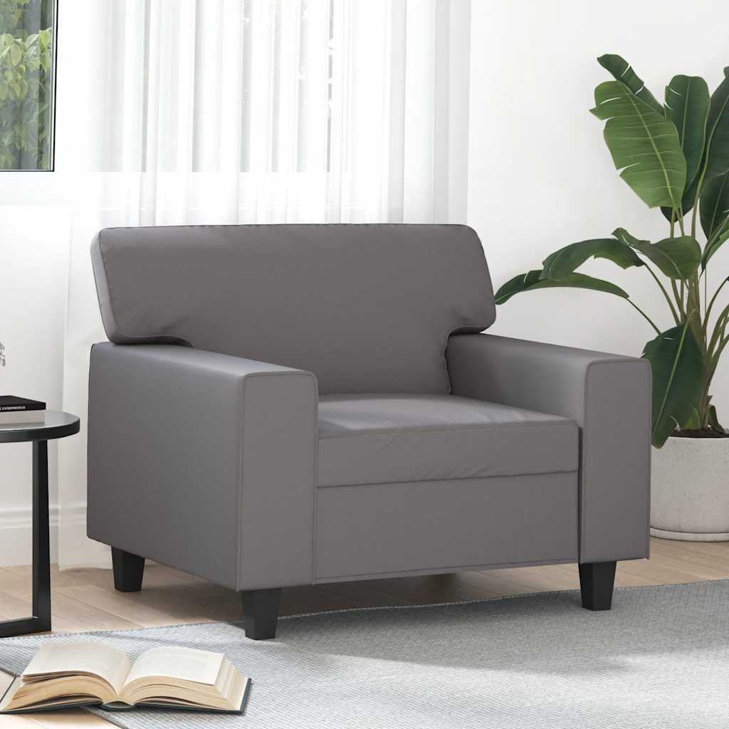 Sessel Grau 60 cm Kunstleder