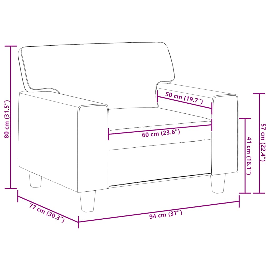 Sessel Cappuccino-Braun 60 cm Kunstleder