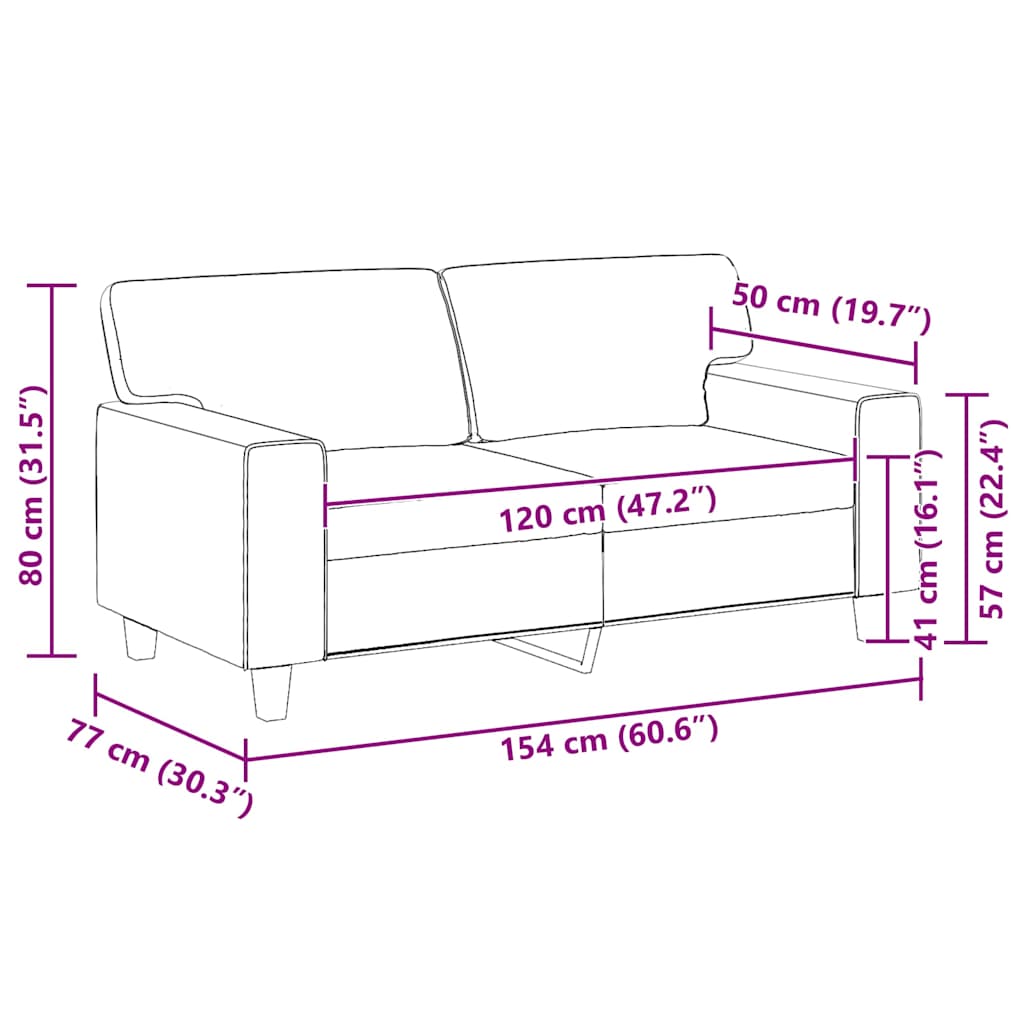 2-Sitzer-Sofa Schwarz 120 cm Kunstleder