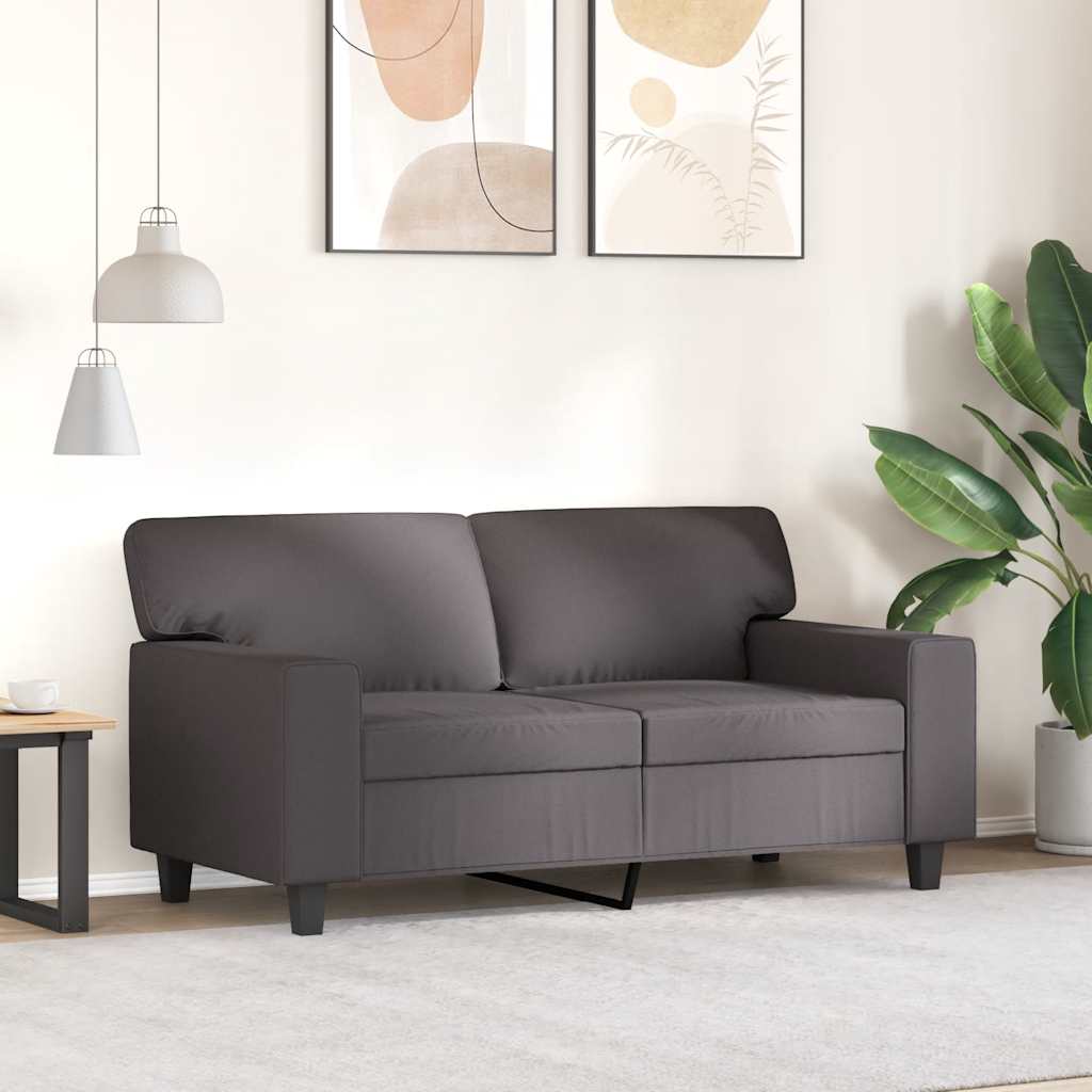 2-Sitzer-Sofa Grau 120 cm Kunstleder