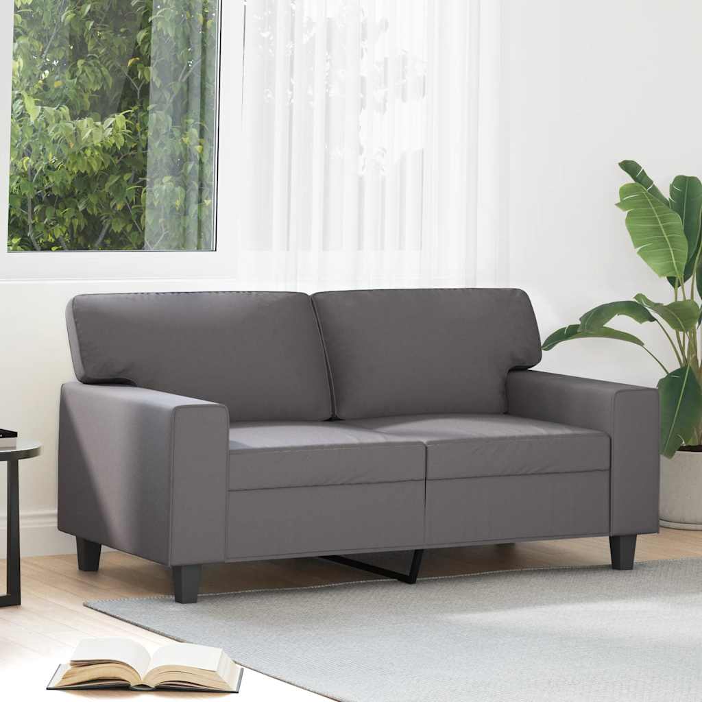 2-Sitzer-Sofa Grau 120 cm Kunstleder