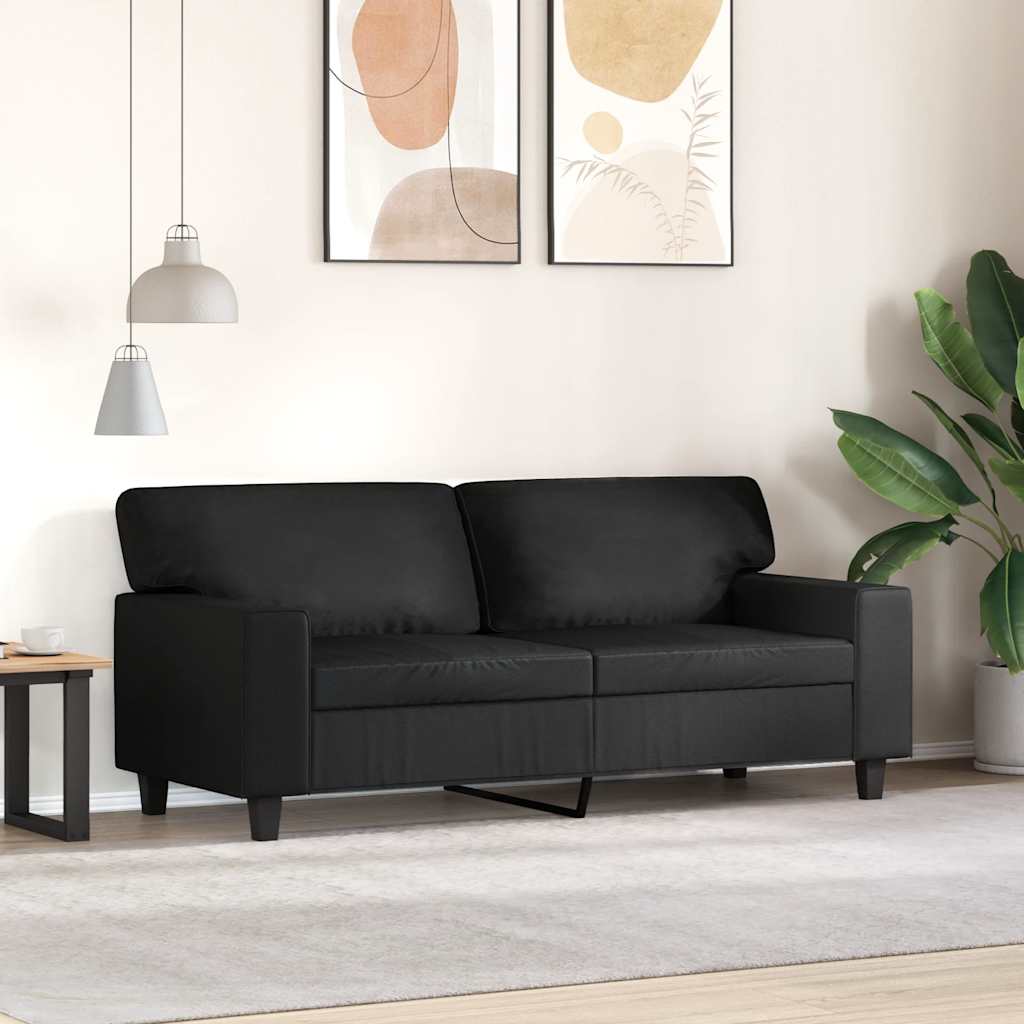 2-Sitzer-Sofa Schwarz 140 cm Kunstleder