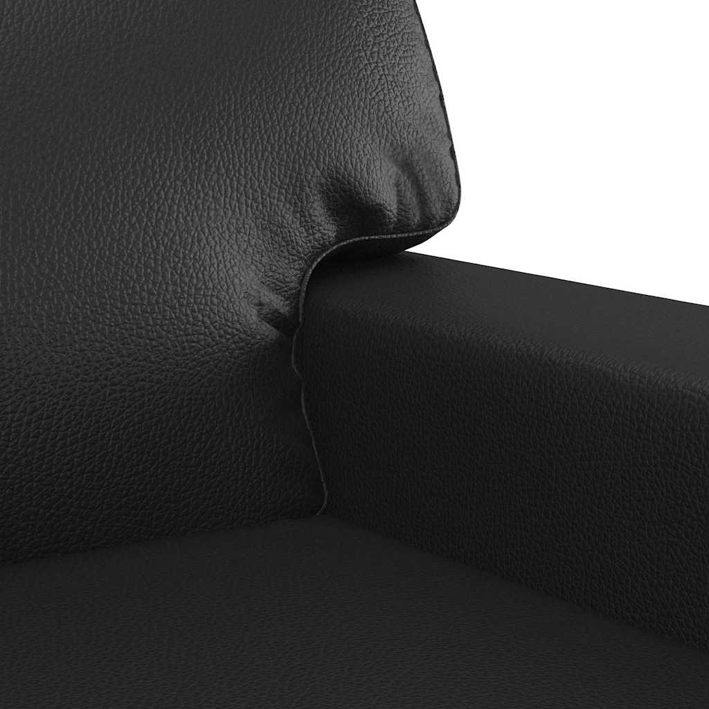 2-Sitzer-Sofa Schwarz 140 cm Kunstleder