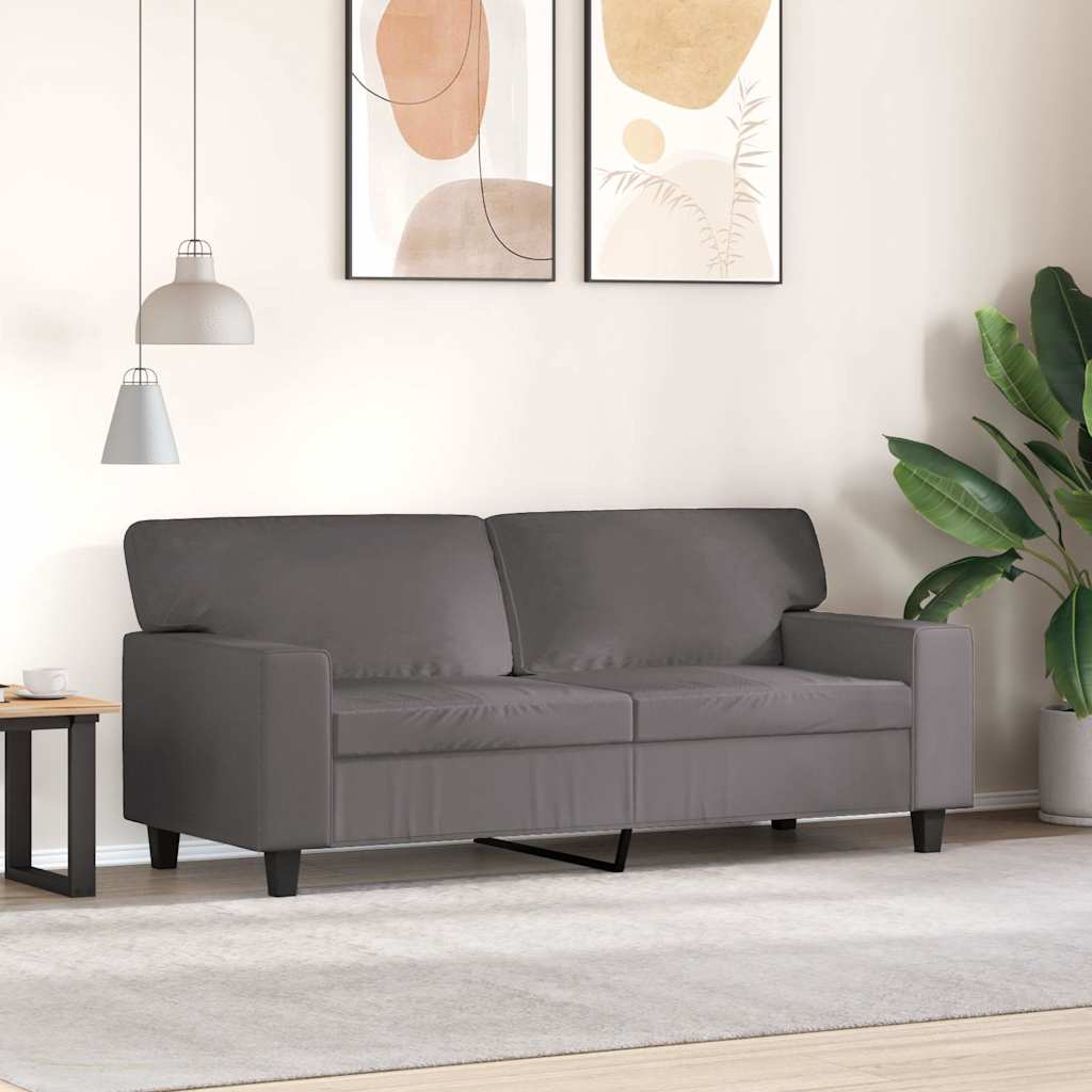 2-Sitzer-Sofa Grau 140 cm Kunstleder
