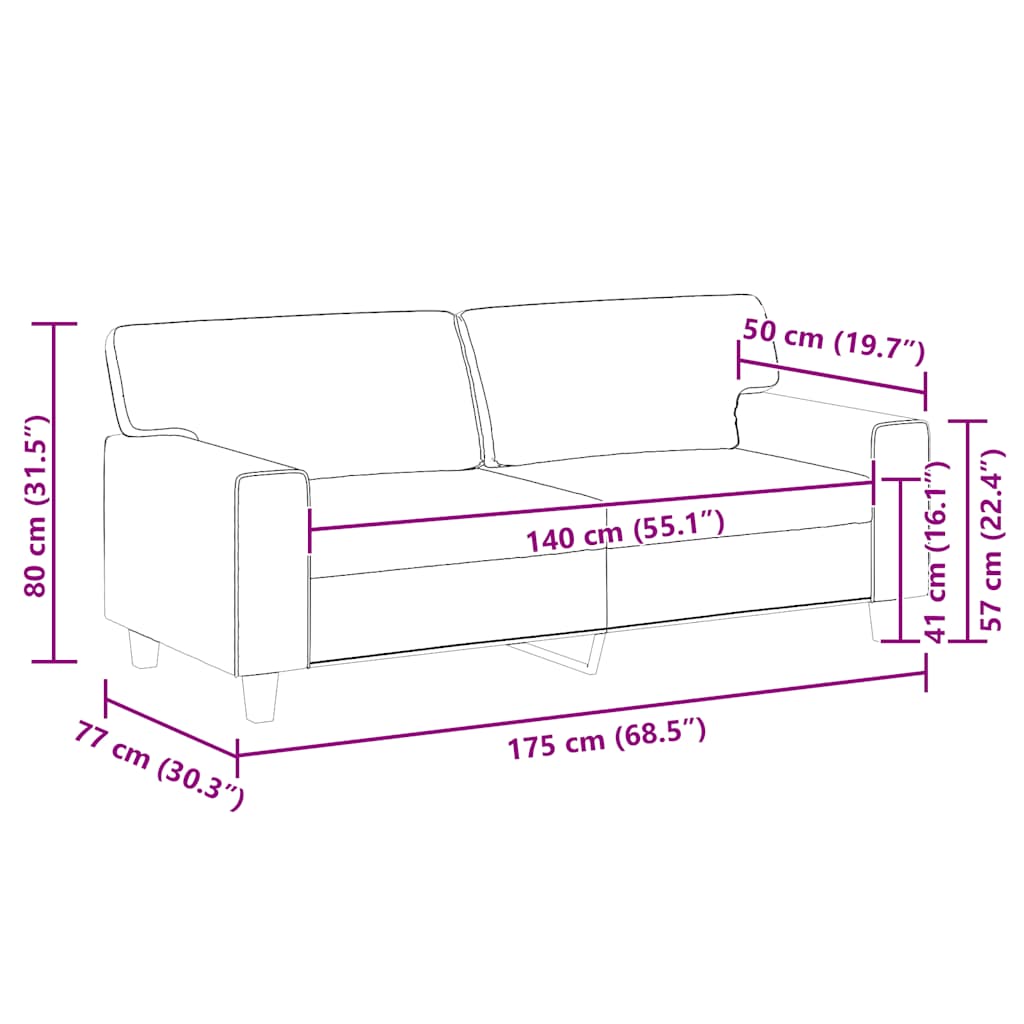 2-Sitzer-Sofa Grau 140 cm Kunstleder
