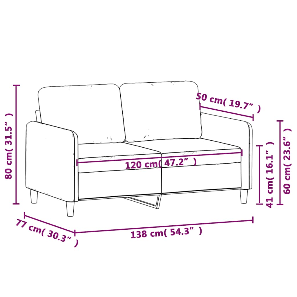 2-Sitzer-Sofa Braun 120 cm Samt