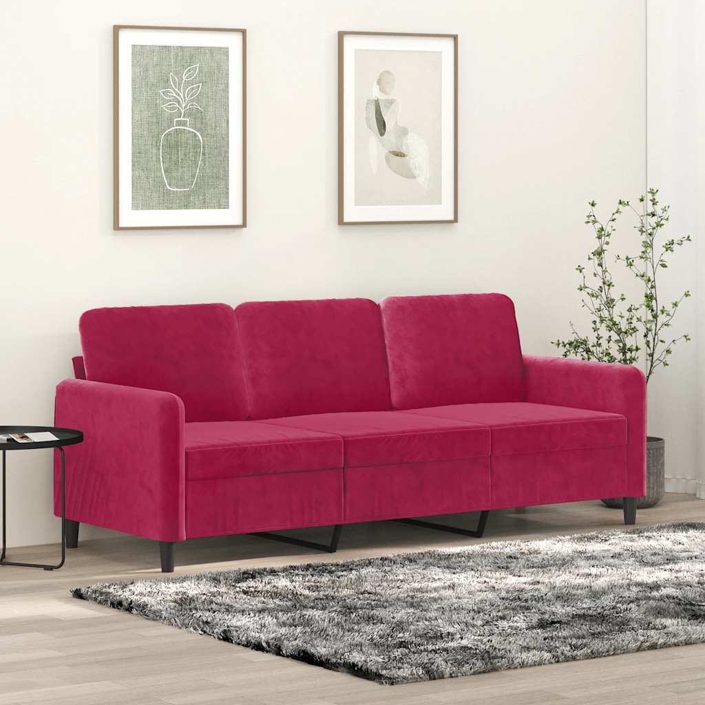 3-Sitzer-Sofa Weinrot 180 cm Samt