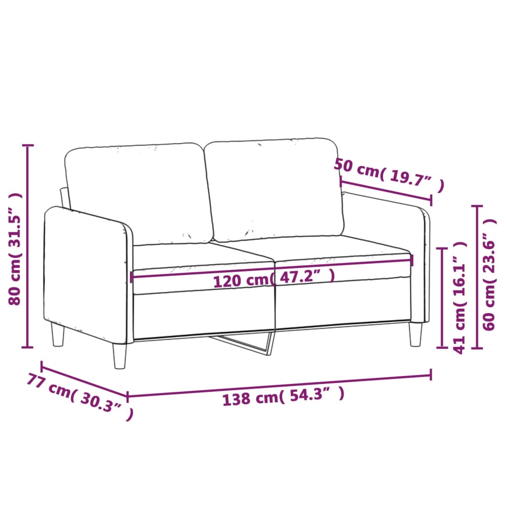 2-Sitzer-Sofa Schwarz 120 cm Stoff