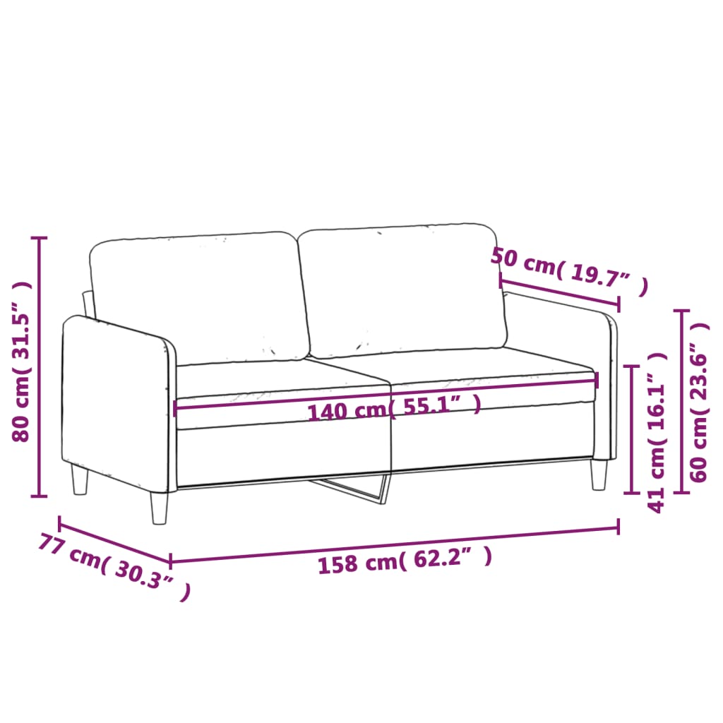 2-Sitzer-Sofa Creme 140 cm Stoff