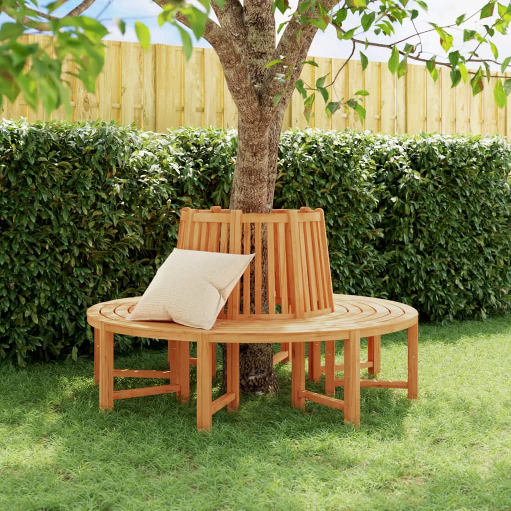 Baumbänke 2 Stk. Halbrund Ø160 cm Massivholz Teak