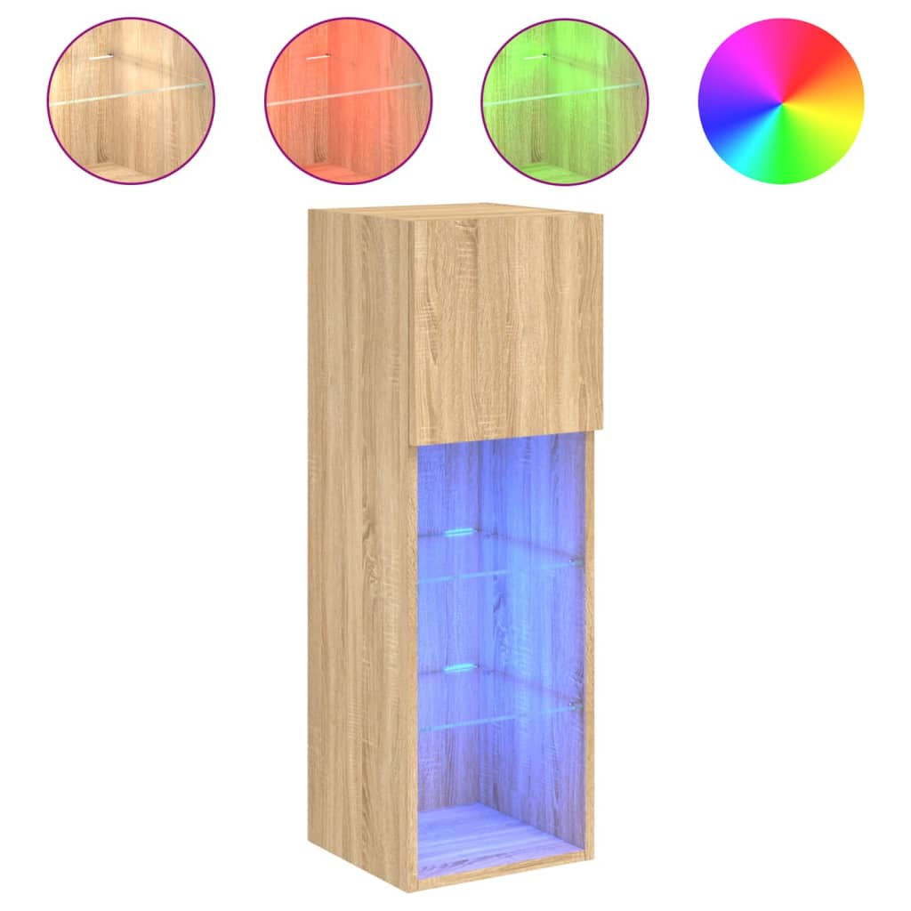 TV-Schränke mit LED-Leuchten 2 Stk. Sonoma-Eiche 30,5x30x90 cm