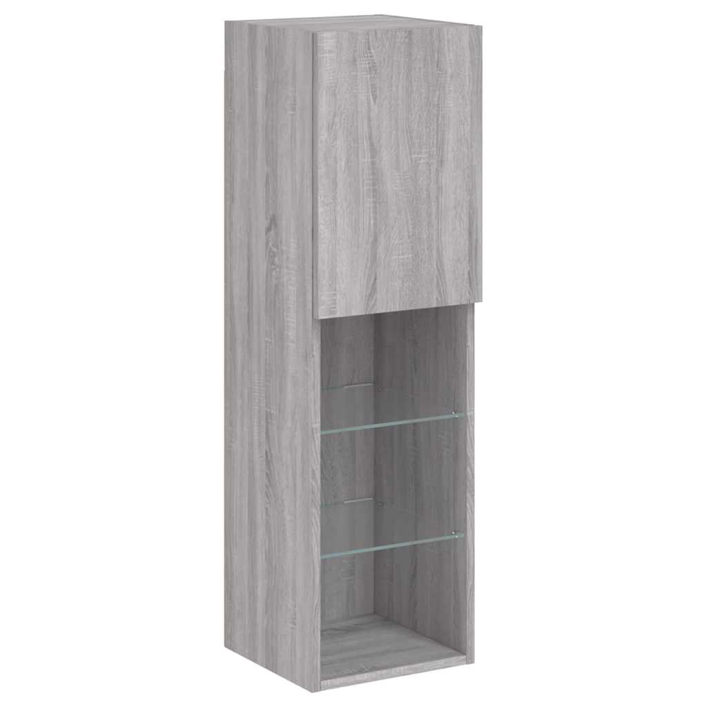 TV-Schränke mit LED-Leuchten 2 Stk. Grau Sonoma 30,5x30x102 cm
