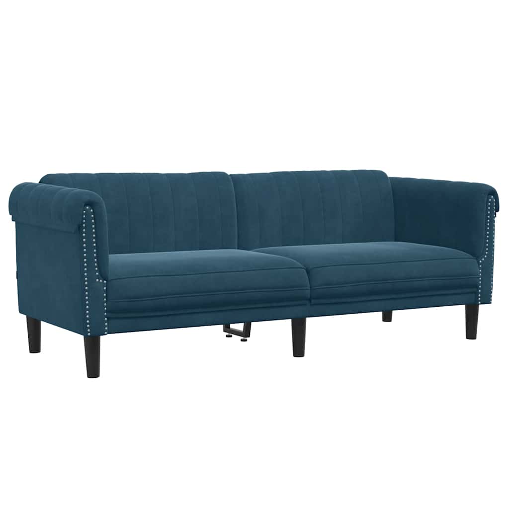 3-tlg. Sofagarnitur Blau Samt