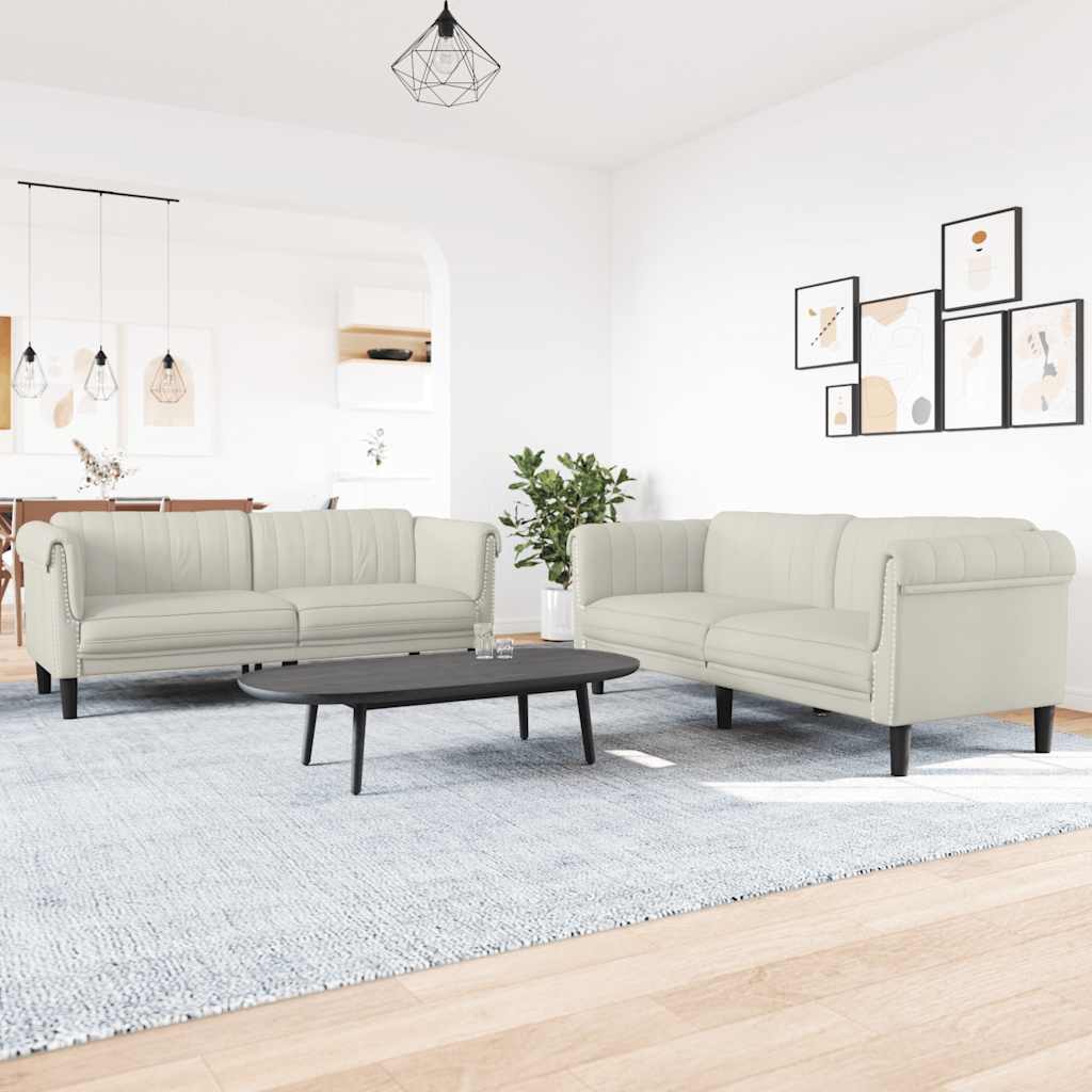 2-tlg. Sofagarnitur Creme Samt