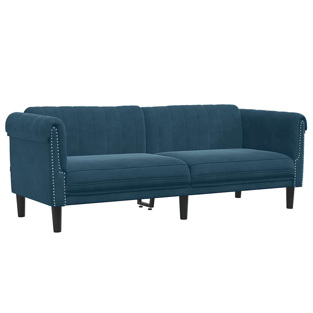 2-tlg. Sofagarnitur Blau Samt