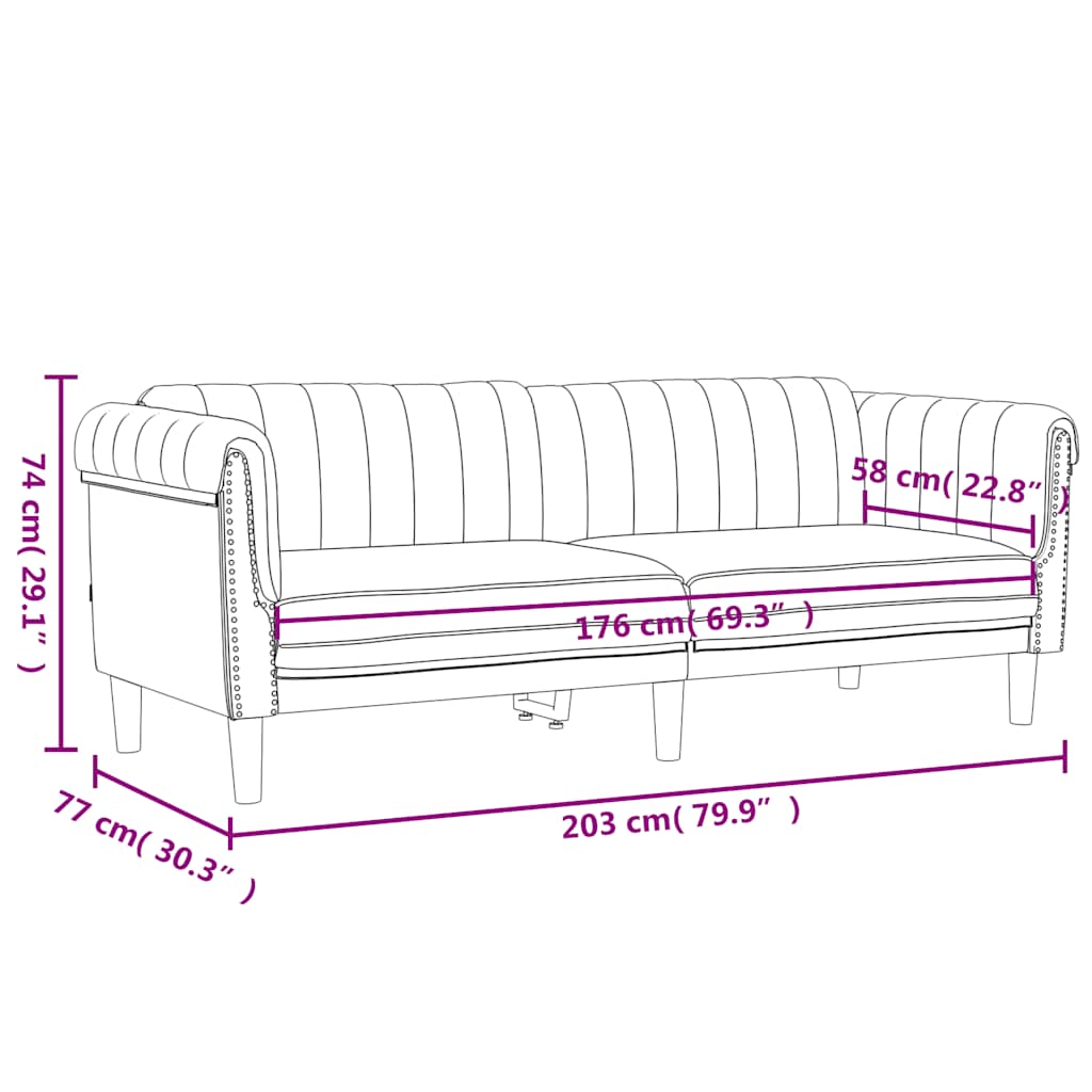 2-tlg. Sofagarnitur Blau Samt