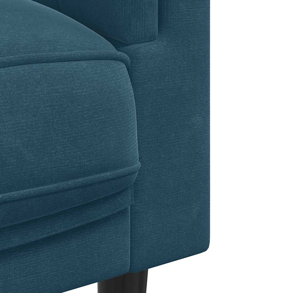 3-tlg. Sofagarnitur mit Kissen Blau Samt