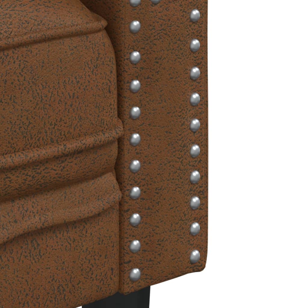 2-tlg. Chesterfield-Sofa-Set Braun Kunstleder Wildleder-Optik