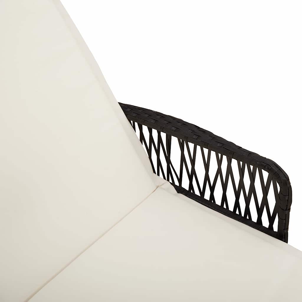 Sonnenliege Schwarz und Cremeweiß 55 x 200 x 92 cm Poly-Rattan