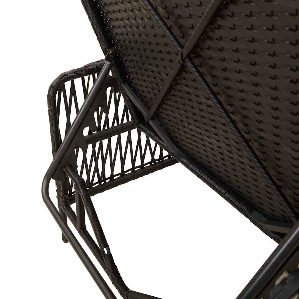 Sonnenliege Schwarz und Cremeweiß 55 x 200 x 92 cm Poly-Rattan