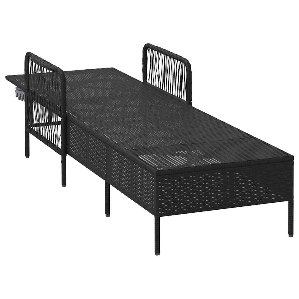 Sonnenliege Schwarz und Cremeweiß 55 x 200 x 92 cm Poly-Rattan
