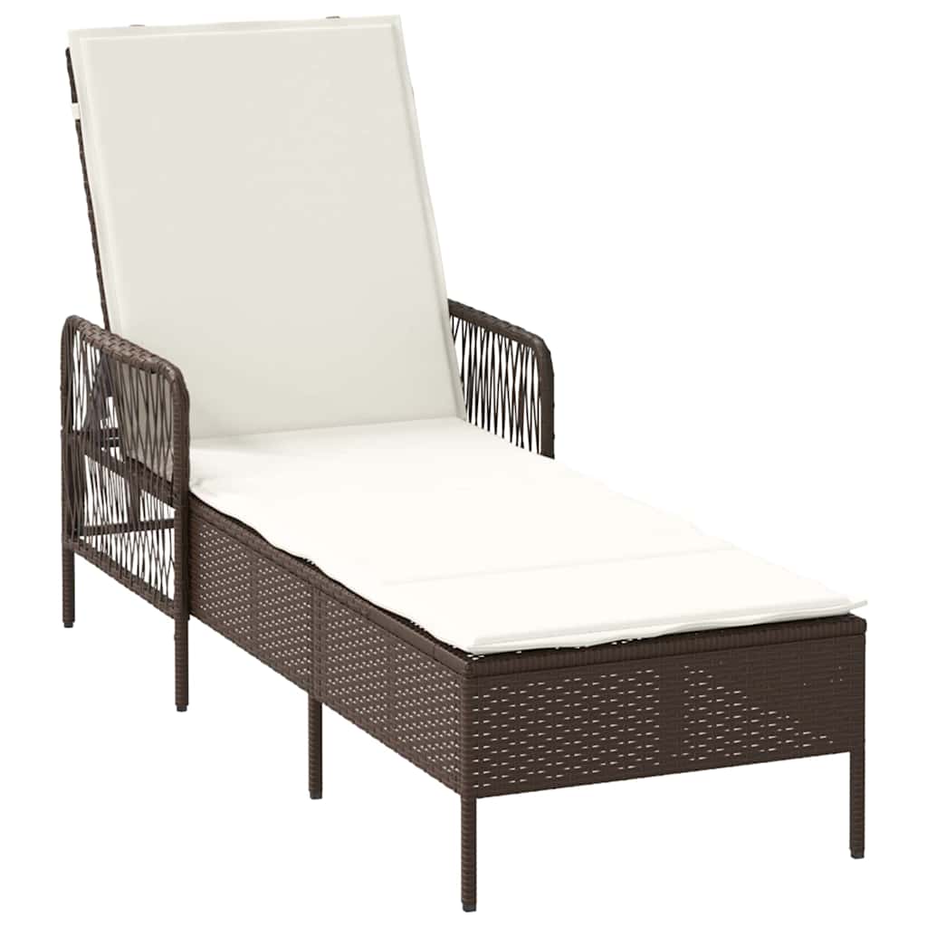 Sonnenliege Braun und Creme Weiß 55 x 200 x 92 cm Poly-Rattan