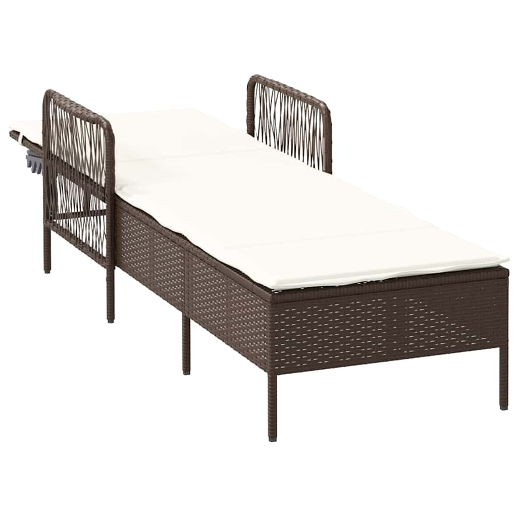 Sonnenliege Braun und Creme Weiß 55 x 200 x 92 cm Poly-Rattan