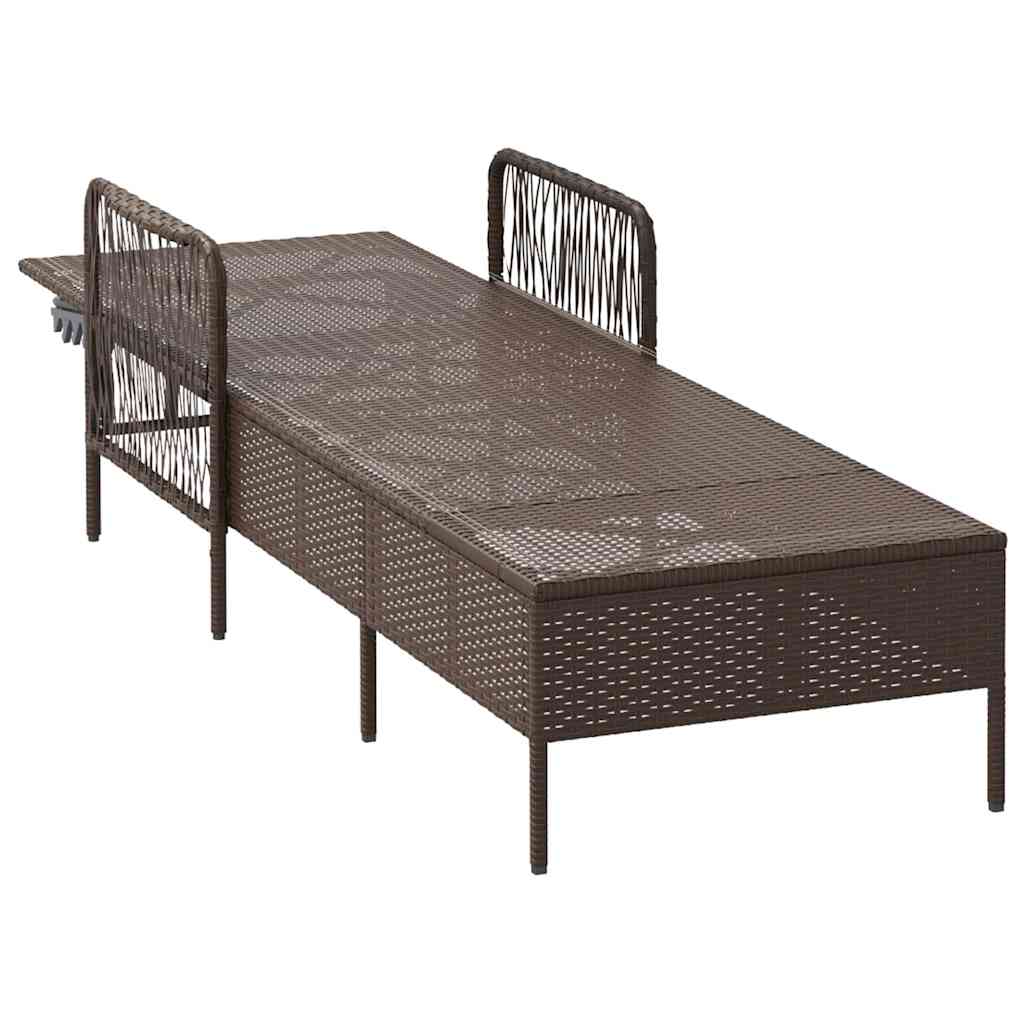 Sonnenliege Braun und Creme Weiß 55 x 200 x 92 cm Poly-Rattan