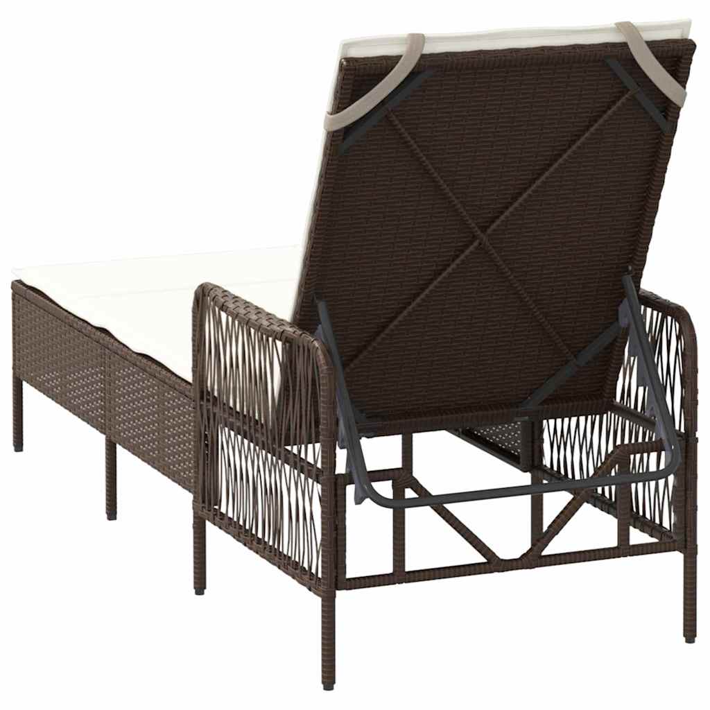 Sonnenliege Braun und Creme Weiß 55 x 200 x 92 cm Poly-Rattan