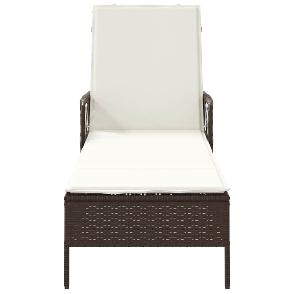 Sonnenliege Braun und Creme Weiß 55 x 200 x 92 cm Poly-Rattan