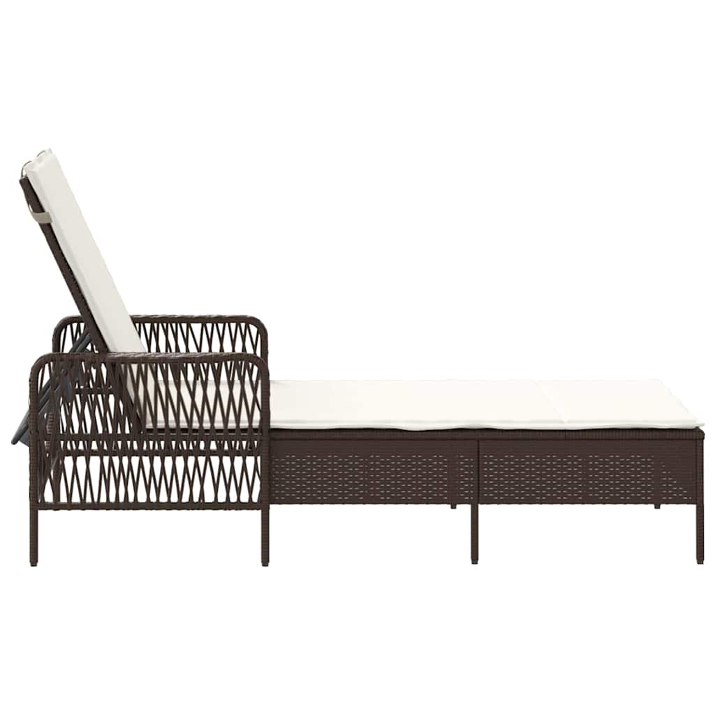 Sonnenliege Braun und Creme Weiß 55 x 200 x 92 cm Poly-Rattan