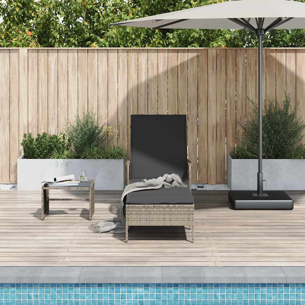 Sonnenliege Grau und Dunkelgrau 200 x 55 x 92 cm Poly-Rattan