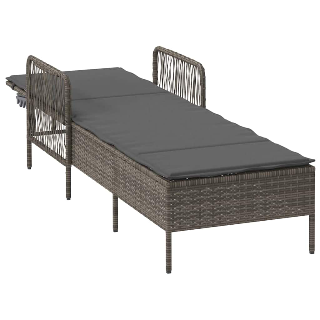 Sonnenliege Grau und Dunkelgrau 200 x 55 x 92 cm Poly-Rattan