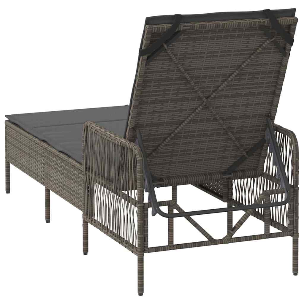 Sonnenliege Grau und Dunkelgrau 200 x 55 x 92 cm Poly-Rattan