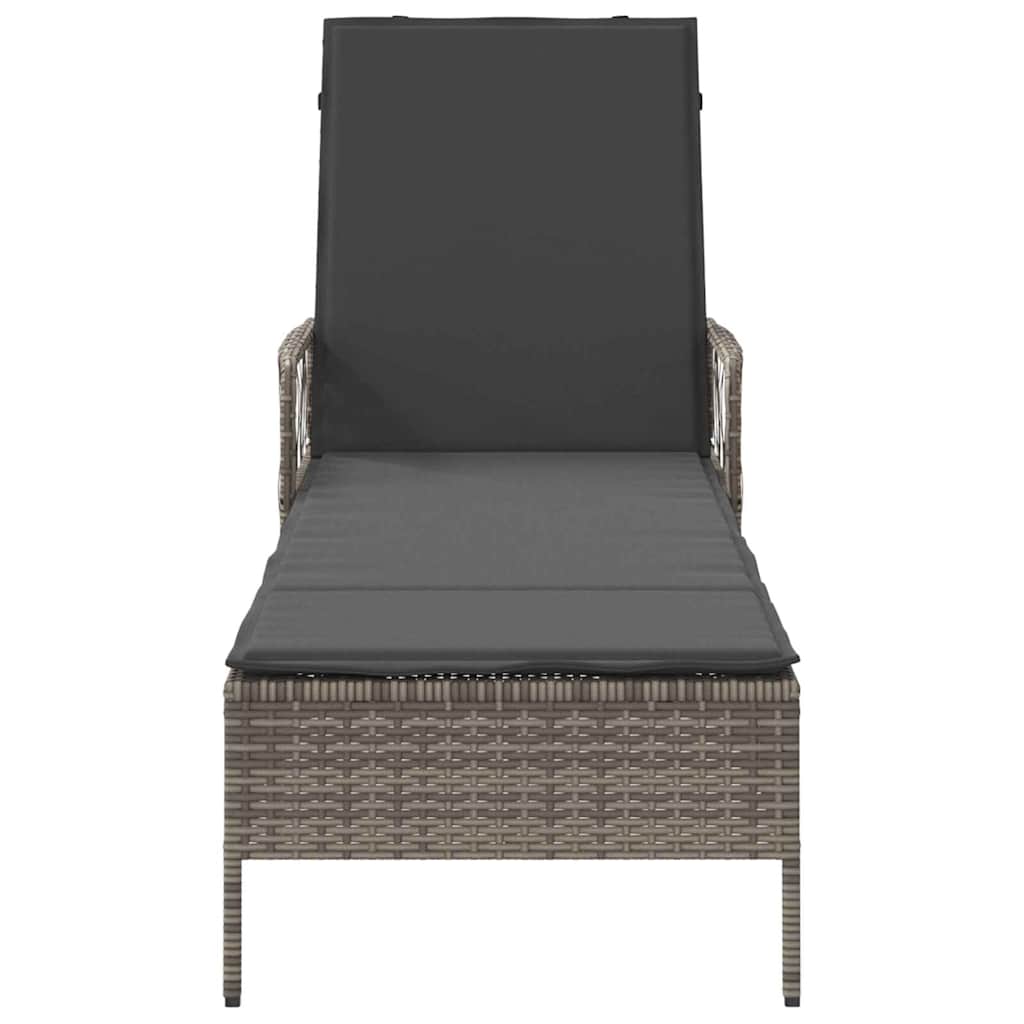 Sonnenliege Grau und Dunkelgrau 200 x 55 x 92 cm Poly-Rattan