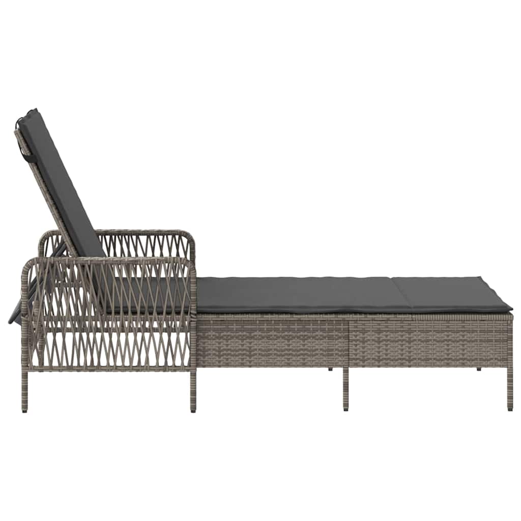 Sonnenliege Grau und Dunkelgrau 200 x 55 x 92 cm Poly-Rattan