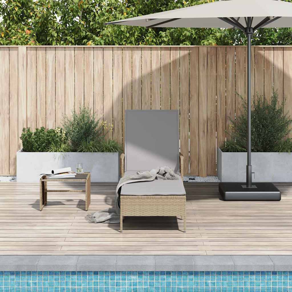 Sonnenliege Beige und Hellgrau 200 x 55 x 92 cm Poly-Rattan