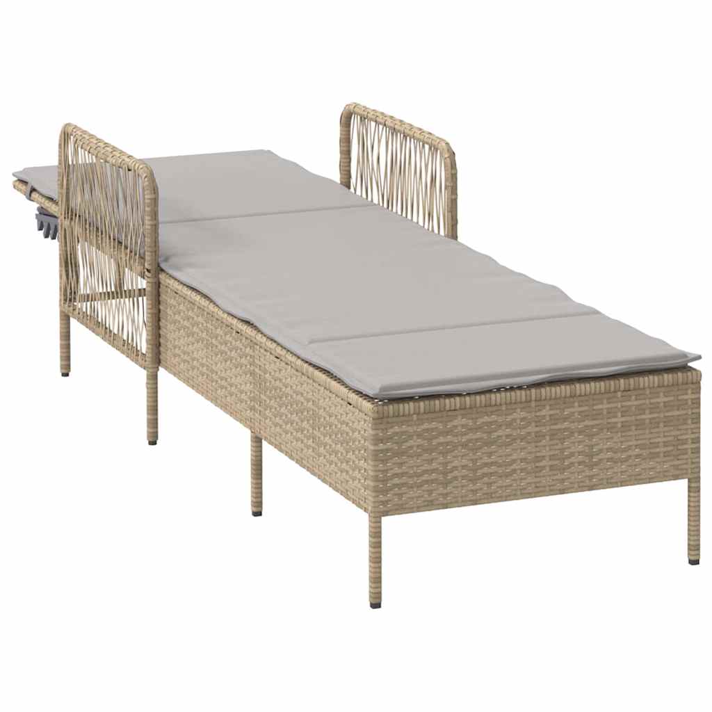Sonnenliege Beige und Hellgrau 200 x 55 x 92 cm Poly-Rattan
