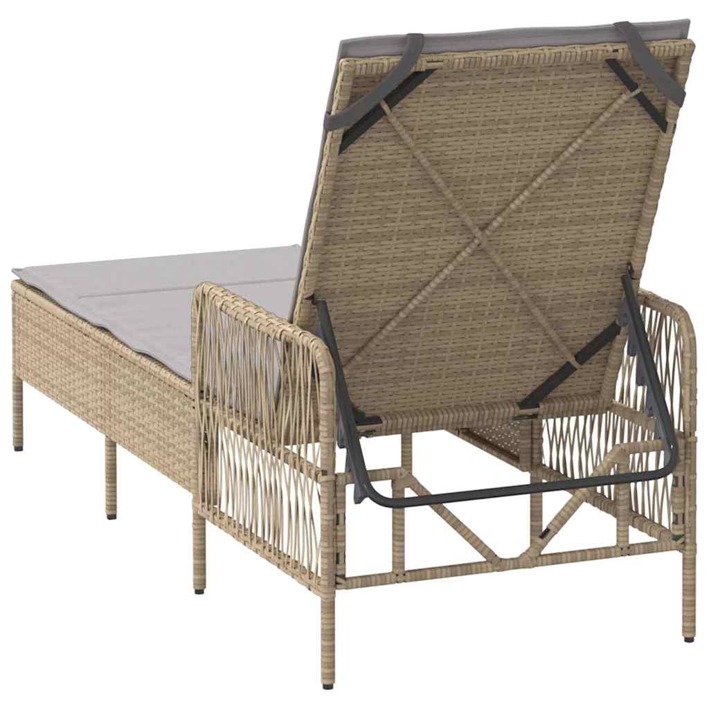Sonnenliege Beige und Hellgrau 200 x 55 x 92 cm Poly-Rattan