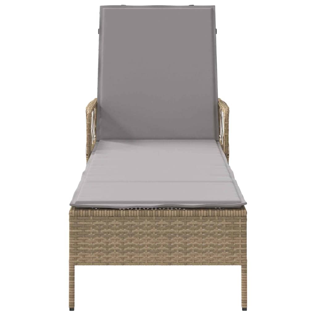 Sonnenliege Beige und Hellgrau 200 x 55 x 92 cm Poly-Rattan