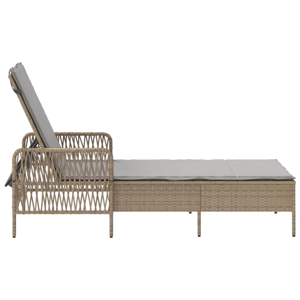 Sonnenliege Beige und Hellgrau 200 x 55 x 92 cm Poly-Rattan