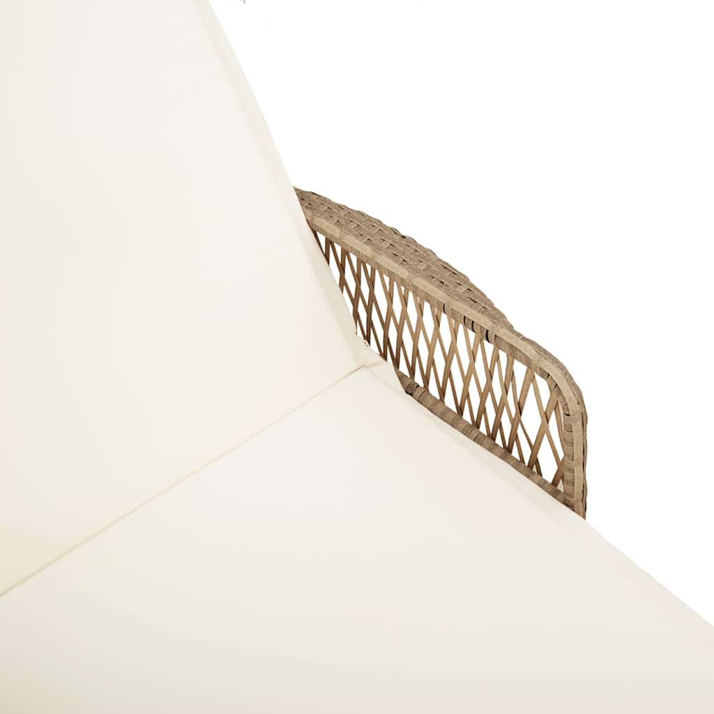Sonnenliege Beige und Cremeweiß 200 x 55 x 92 cm Poly-Rattan