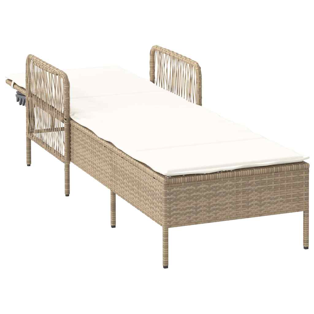 Sonnenliege Beige und Cremeweiß 200 x 55 x 92 cm Poly-Rattan